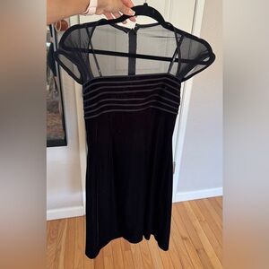 Tadashi Black Mesh and Velvet Velour Dress